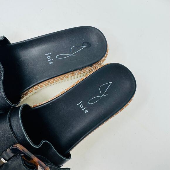 Joie Lyla Black Leather Slide Sandals Platform Buckle Detail Size 7.5 - Picture 3 of 11